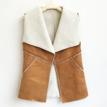 2017 Autumn Winter Women Suede Leather Faux Fur Vest Jacket Lady Fall Sleeveless Open Front Fake Fleece Waistcoat Fashion
