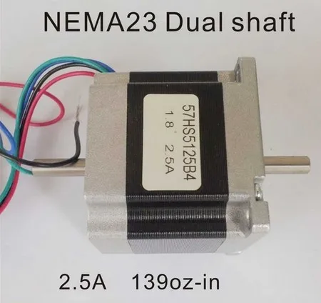 

6.35 mm double shaft NEMA23 stepper motor 153oz-in body length 51 mm CE ROHS cnc stepper motors