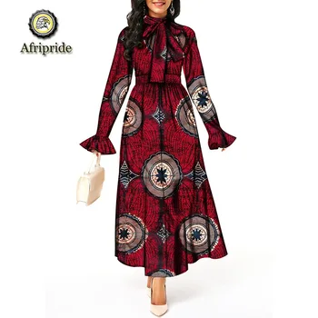 

2019 african dresses for women AFRIPRIDE dashiki bazin riche ankara print pure cotton dress spring&autumn wax batik S1825078