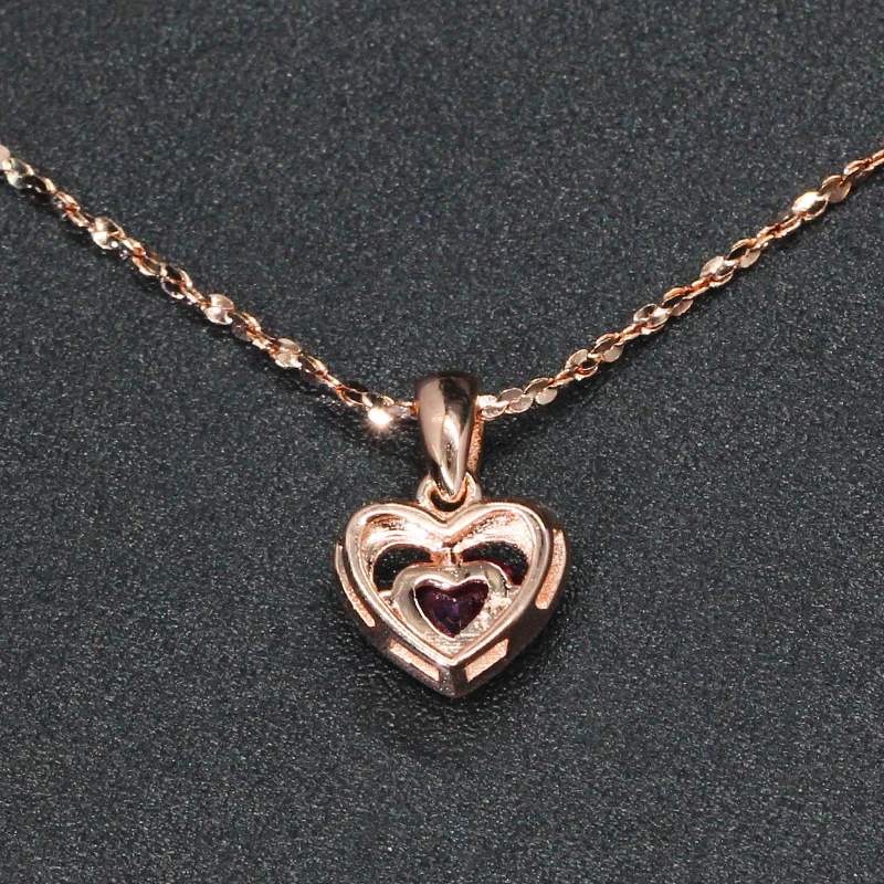 EDI Natural Ruby Heart Pendant Necklace Valentine Exquisite 14K 585 Rose Gold Genuine Red Gemstone Pendant Jewelry For Women