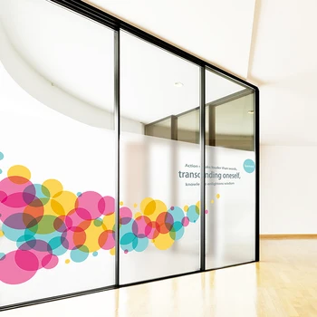 

Office custom logo glass sticker business partition sliding door light transparent opaque electrostatic film push-pull glass