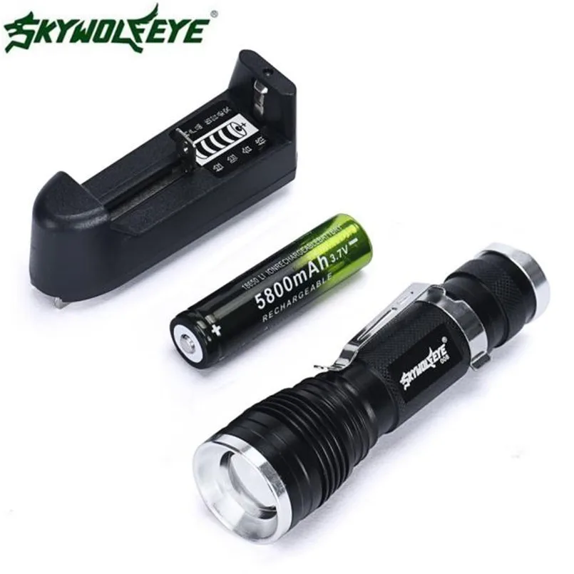 

Portable Q5 LED Flashlight Torch Zoomable Lamp Light Mini Rechargeable Flashlight +18650 Battery+Charger Bicycle Light 40OT19
