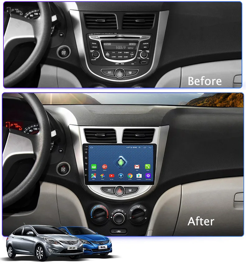 Flash Deal 4G Lte All Netcom 9 Inch Android 8.0 Car Dvd Gps Player For Hyundai accent/Verna 2012-2017 Radio Video Navigation Bt Wifi 3
