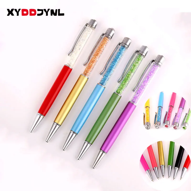 

2PC Crystal Metal Ballpoint Pen 10 Colors 0.7 Kawaii Stationery Ball Pens Business Promotion Gift Office School Writing Supplies