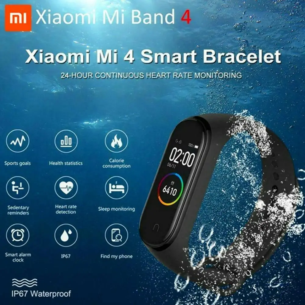Оригинальный Xiaomi mi Band 4 глобальная версия браслет сердечного ритма CN Смарт фитнес