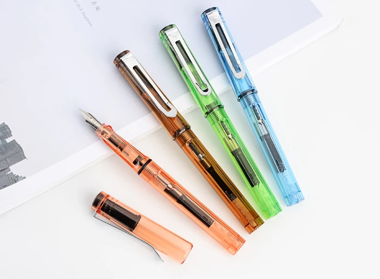 Jinhao 599, прозрачный, 6 цветов, Студенческая авторучка, для школы, офиса, бизнеса, каллиграфия, чернильные ручки, канцелярские принадлежности