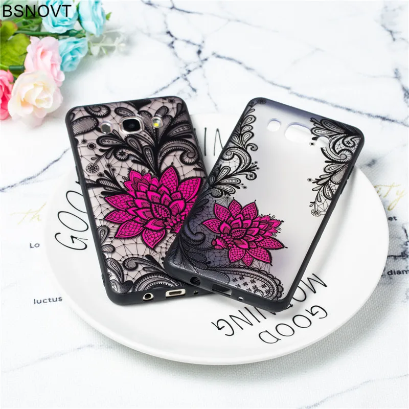 

For Samsung Galaxy J5 2016 Case Black Lace Rose Cover Embroidery Foral Phone Case For Samsung Galaxy J5 2016 J510 Phone Fundas