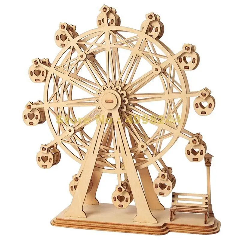 

tg401 ferris wheel diy 3d laser cutting wooden puzzle game gift children kids model building kits toy Toy