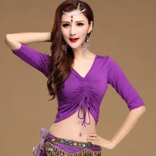 Модальные топы с v-образным вырезом для восточных танцев, топы, рубашки, костюмы для женщин, одежда танцора живота, одежда танцора
