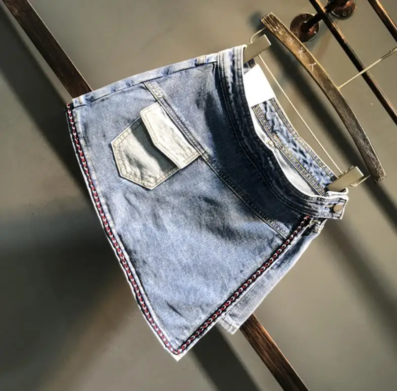 Джинсовые шорты женские летние новые модные с завышенной талией Карманы пакет узкие джинсы шорты юбка