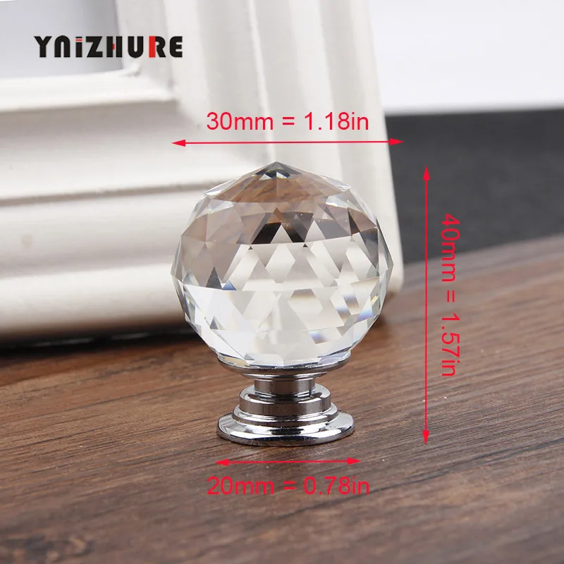 Hot 20/30mm Crystal glass ball Design Knobs Cupboard Pulls Drawer Knobs Kitchen Cabinet Handles Furniture Handle Hardware Knob - Цвет: 2003-30