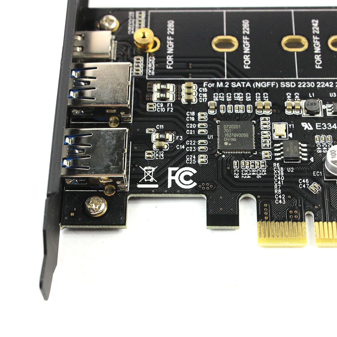 Dual USB3.0 1 port Type-c M.2 PCIe Adapter M2 SSD SATA B Key to PCI-e 3.0 Controller Converter Card For NGFF 2280 2260 2242 2230
