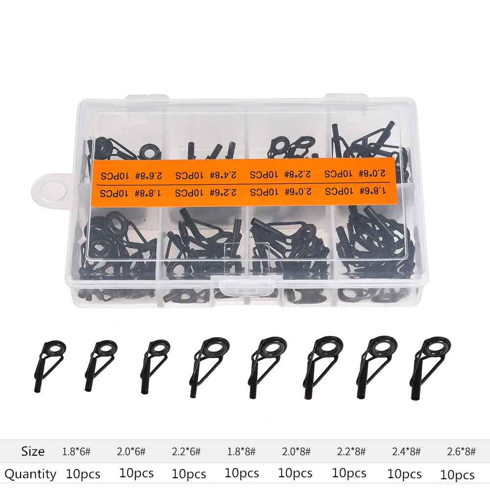 80Pcs Multiple Sizes Telescopic Fishing Rod Tip Rings 1.8mm 2.0mm 2.2mm 2.4mm 2.6mm Top Guides Rings Repair Kit Rod Accessories (2)