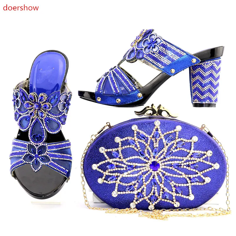 doershow Italian royal blue Shoes and Bags To Match Shoes with Bag Set