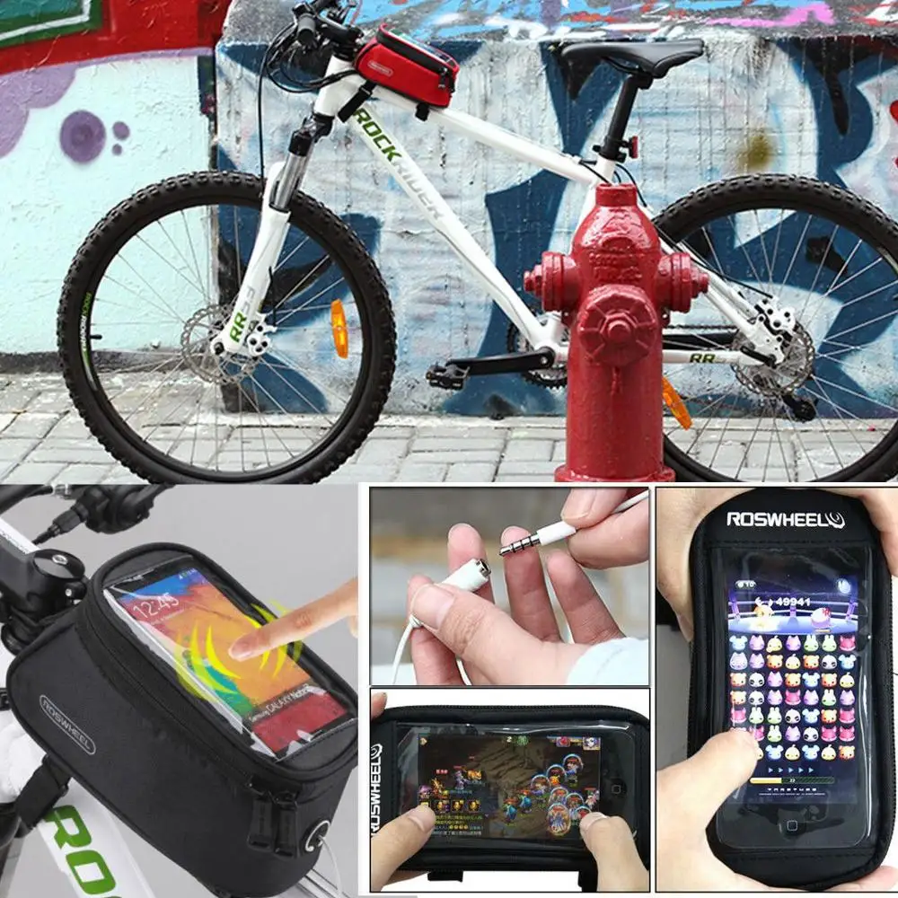 Sale ROSWHEEL Bicycle Tube Bag 12496L-CA5 Portable Bike Frame Front Transparent PVC with Audio Extension Line for 5.5 Cellphone 5 Sale ROSWHEEL Bicycle Tube Bag 12496L-CA5 Portable Bike Frame Front Transparent PVC with Audio Extension Line for 5.5 Cellphone 5