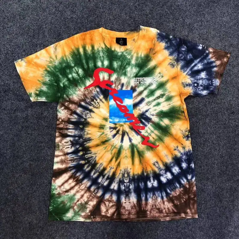 Новая ASTROWORLD Трэвиса Скотта TIE DYE футболка с длинным рукавом для мужчин и женщин 1:1 лучшее качество мода Casaul ASTROWORLD футболки - Цвет: 11