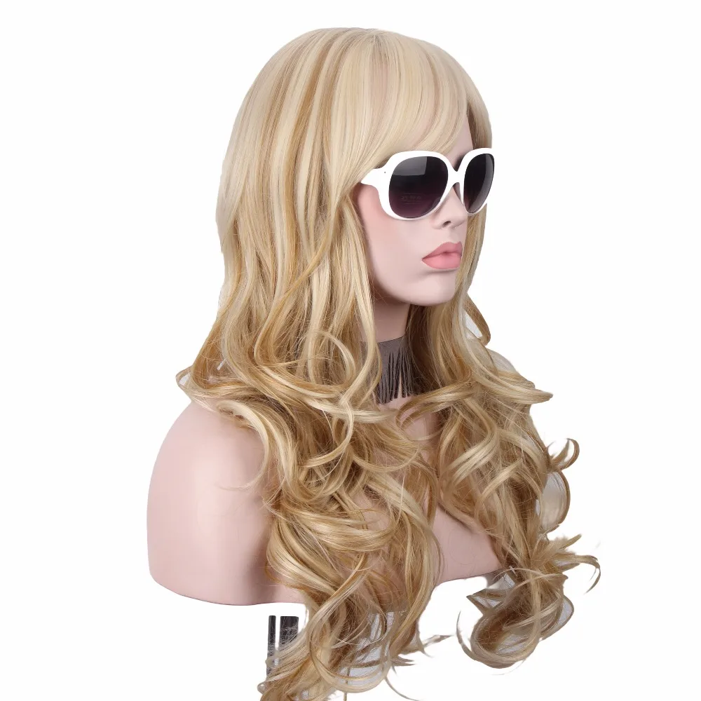 Длинные светлые парики волосы ансин парики для женщин длинные вьющиеся волосы синтетические парики производитель продается прямо дешево высокое качество