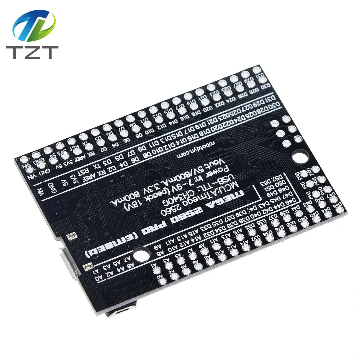 TZT Mega 2560 PRO MINI 5V(встраивание) CH340G ATmega2560-16AU с наконечниками, совместимыми с arduino Mega 2560