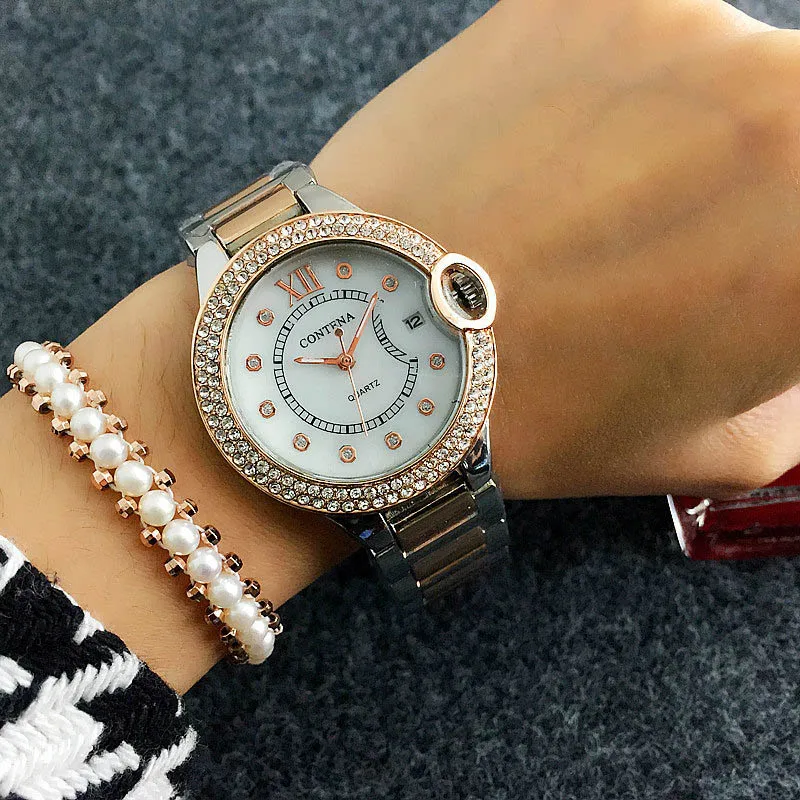 Luxury Stainless Steel Watches Women Fashion Geneva Diamond Quartz