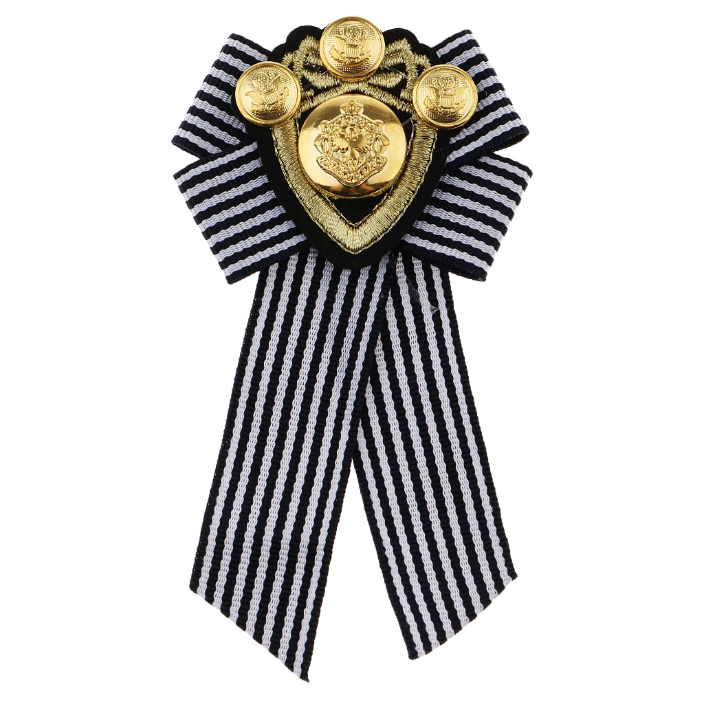 Pre-tied Bowknot Brooch Fabric Bow Tie Nautical Themed Men Wome British School Girls Badge Pin Clip