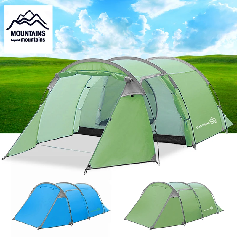 

MOUNTANIS Large Tent Camping Outdoor Double Layer Tents 4 Persons Hiking Travel Tent Waterproof