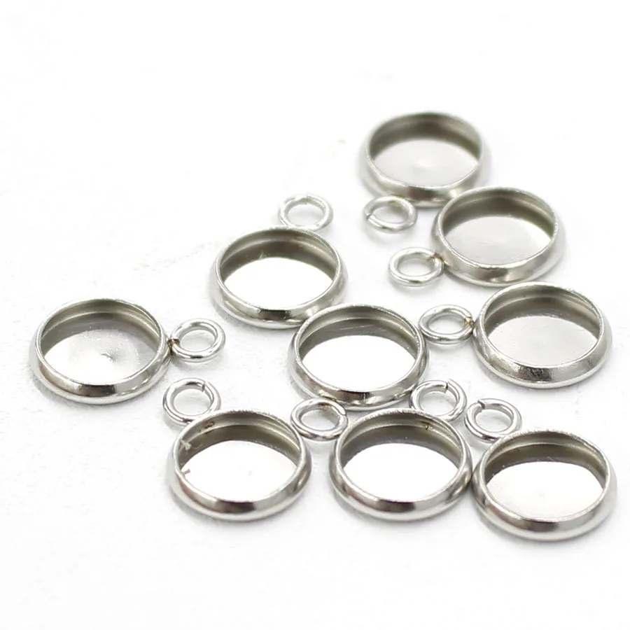 

100 шт. 8 мм внутренний диаметр настройки кабошона из нержавеющей стали полировка подходит для подвесок аксессуары для изготовления ювелирных изделий DIY Findin