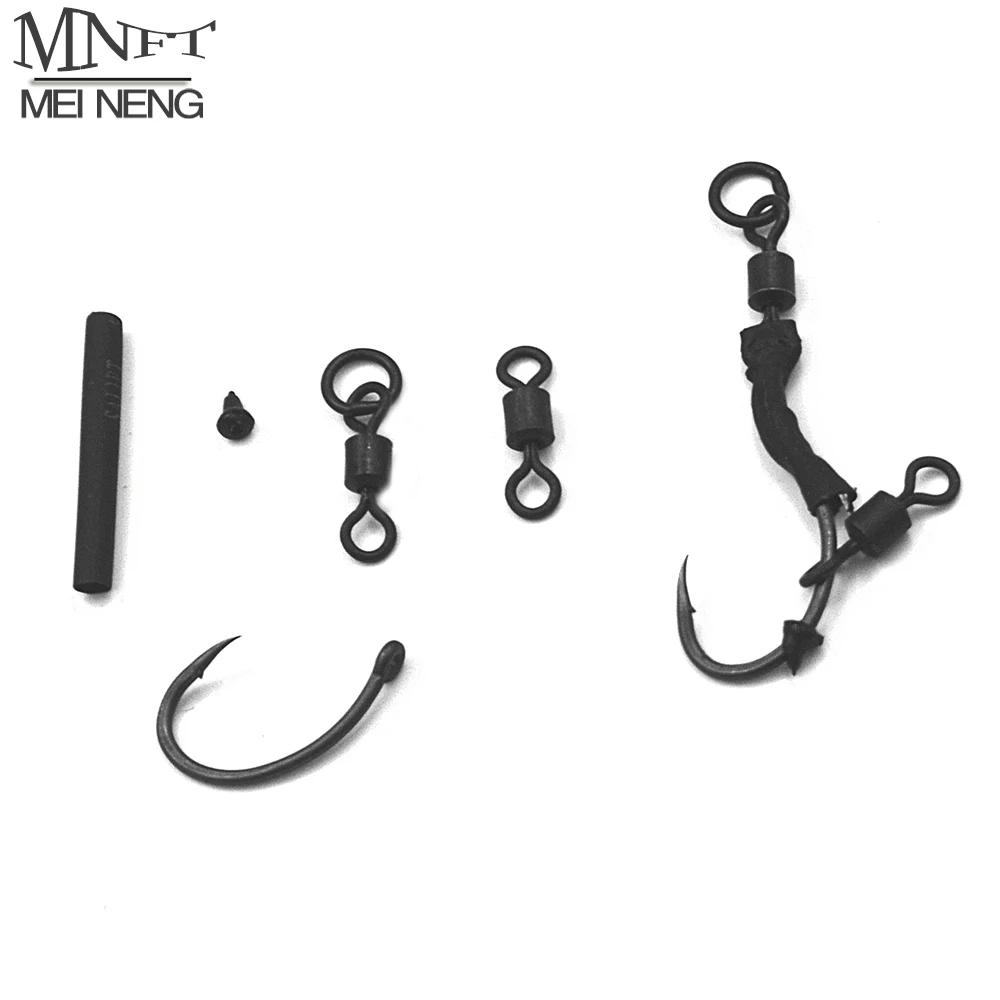 

MNFT 10Set Carp Fishing Ronnie Kit Teflon Hook Quick Change Swivels Hook Stops Shrinking Tube Pop Up Coarse Fishing Accessories
