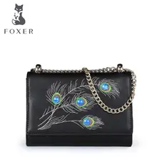 Натуральная Кожа женщины сумку FOXER/2017 новая цепь пакет Печатных плеча сумку Отдыха Сумка