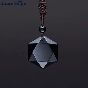 

Dropshipping Black Natural Obsidian Stone Pendants Six Stars Pendant Fashion Jewelry JoursNeige