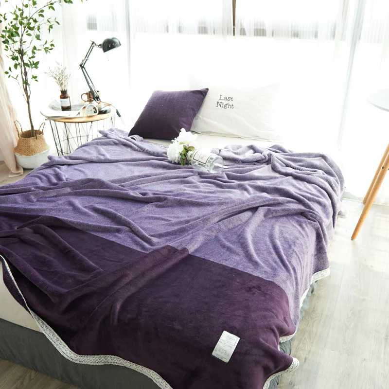 

Gradient Color Solid Warm Blanket Spring / Autumn Winter Soft Blanket In Adult Children'S Bed Rectangular Queen