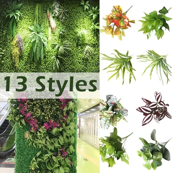 

Wedding Decoration Artificial Flowers with Leaf Green Grass Plastic Plants Fake Leaf Foliage Bush for Home Party Supplies