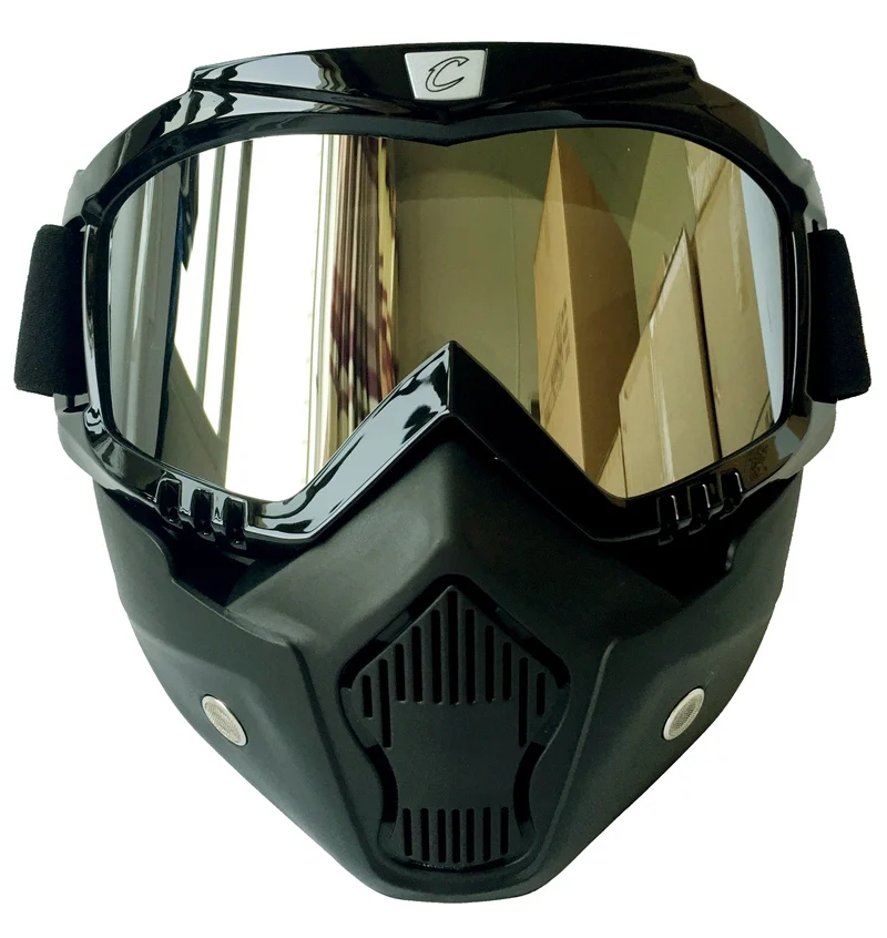 Винтажная маска для шлема очки усиленные линзы модульные очки для мотокросса Gafas CG03 - Цвет: Silver lens