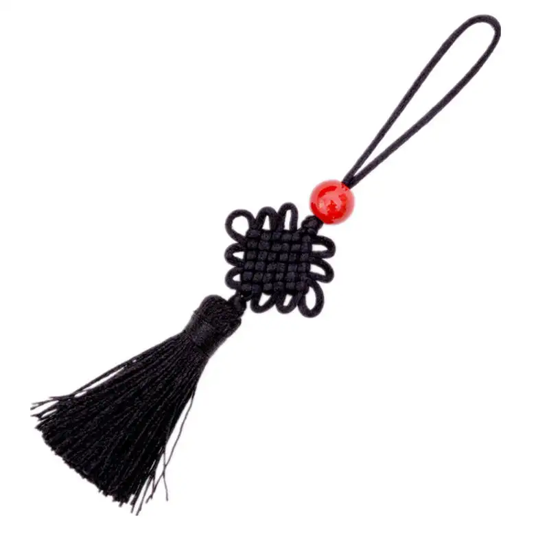 DoreenBeads 1 шт. мини ключ кисточкой бисерная бахрома китайские узлы для веера расческа Закладка сумка шапки автомобиль крестиком украшения 6,5 см - Цвет: black