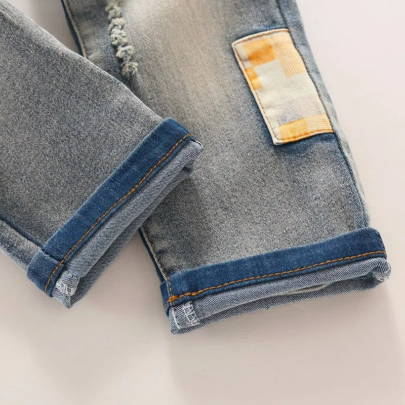 Kids Jeans Pants Children Full Length Jeans Pants Spring Autumn Star PrintedJeans with Elastic Waist For 3 to 7 years old 5
