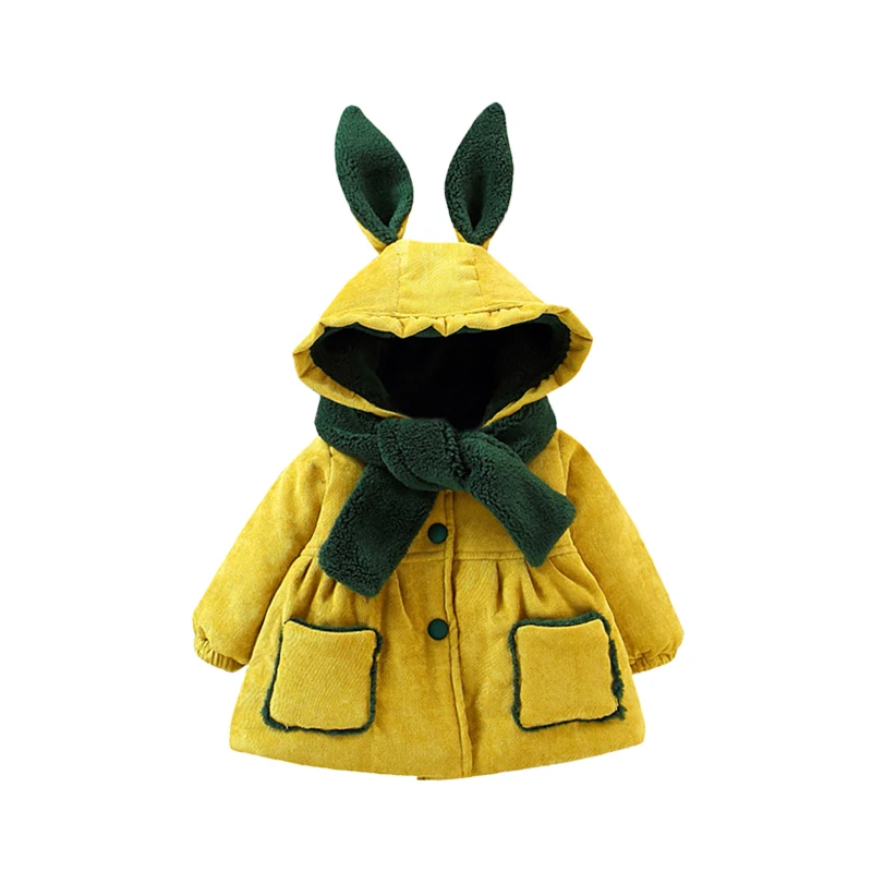 

TELOTUNY baby girl cute lovely coat Plush and velvet warm winter coat Rabbit Ears Hooded Keep Warm Wadded Jacket Clothes Z1024