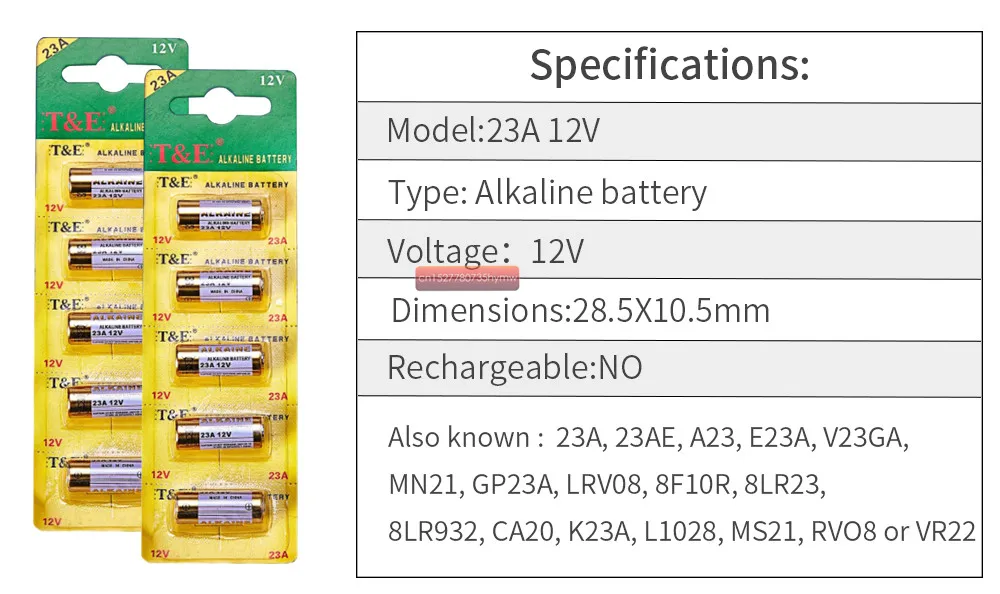 1 шт. 23A батареи 12V сигнализации-пульт дистанционного главным образом высушите щелочной Батарея 21/23 23GA A23 A-23 GP23A RV08 LRV08 E23A V23GA