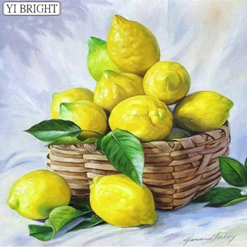 

5D DIY Diamond Painting Cross Stitch Fruit Mosaic Diamond Embroidery Lemon Picture Rhinestones Home Decor Accessories LK1