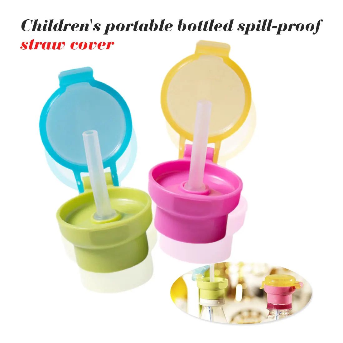 

2.7cm No Spill Choke Cute Water Bottle Adapter Cap With Tube Drinking Straw For Baby Infants Kid Portable Hygiene Drink Feeder
