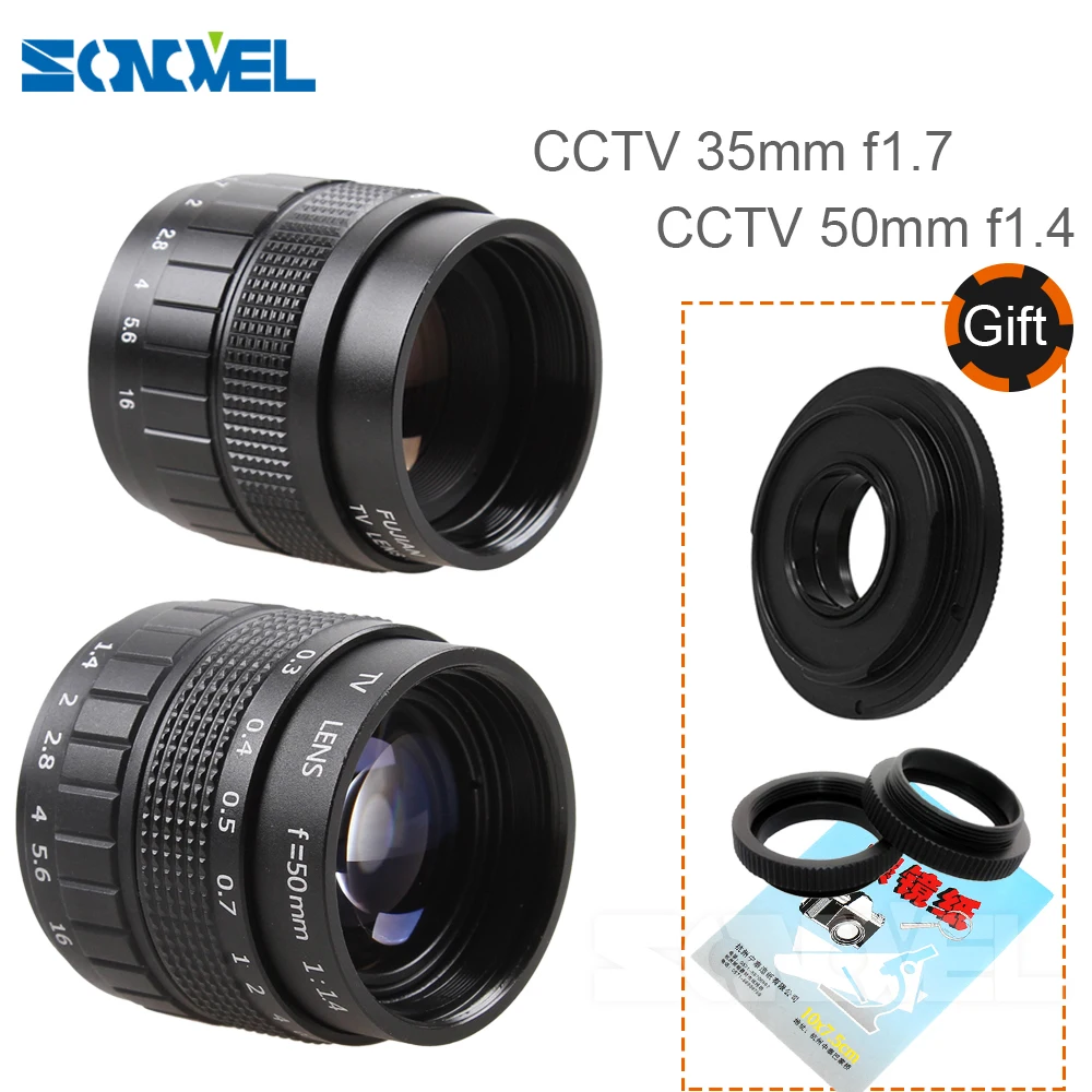 2 в 1 50 мм F1.4 CCTV/35 F1.7 CCTV монитор ТВ кино объектив + C крепление для Canon EOS M M2 M3 M5 M10