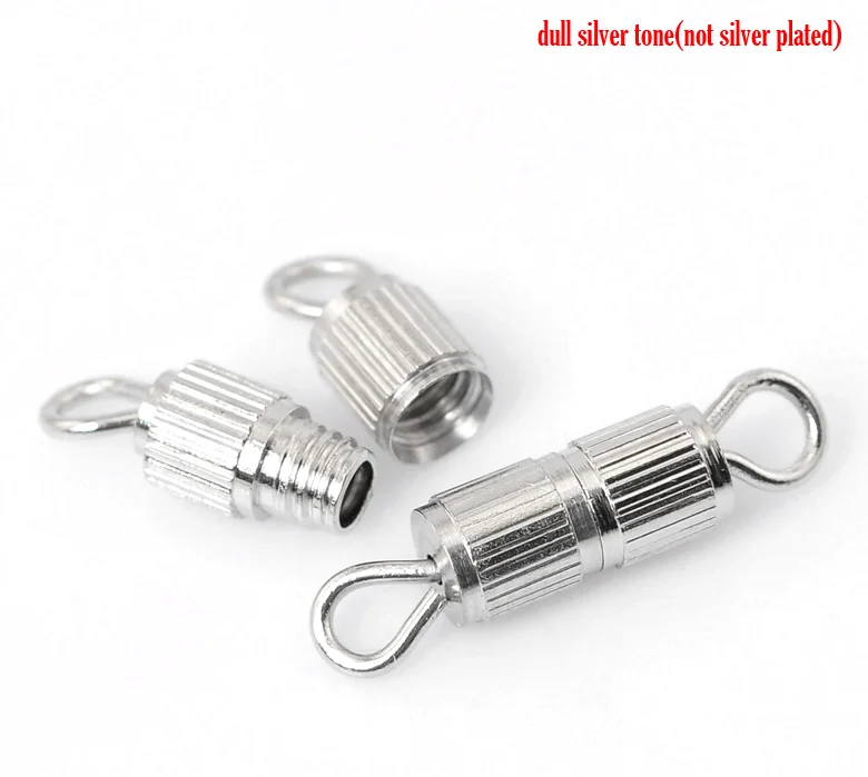 

Doreen Box Lovely 100PCs Silver color Screw End Caps for Bracelets/ Necklace 15x3.7mm(5/8"x1/8") (B21282)