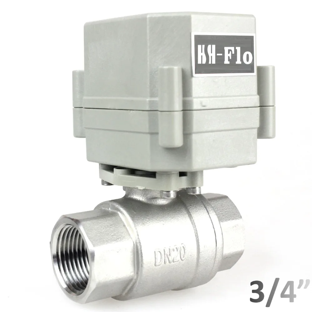 HSH-Flo 3/" DN20 12VDC 2 Way Нержавеющая сталь моторизованный шаровой клапан, CF8 Электрический шаровой кран