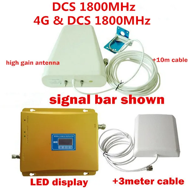 

LCD Display Mobile Phone GSM Repeater 1800MHz Signal Booster / 4G LTE DCS Signal Repeater Amplifier with LPDA Antenna Full Set