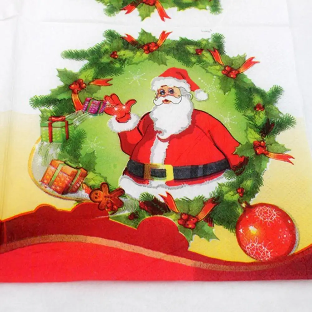 Печатные характеристики бумажные салфетки Санта Клауса для дня рождения и вечерние декоративная ткань декупаж сервеллета 33 см* 33 см 20 шт./лот