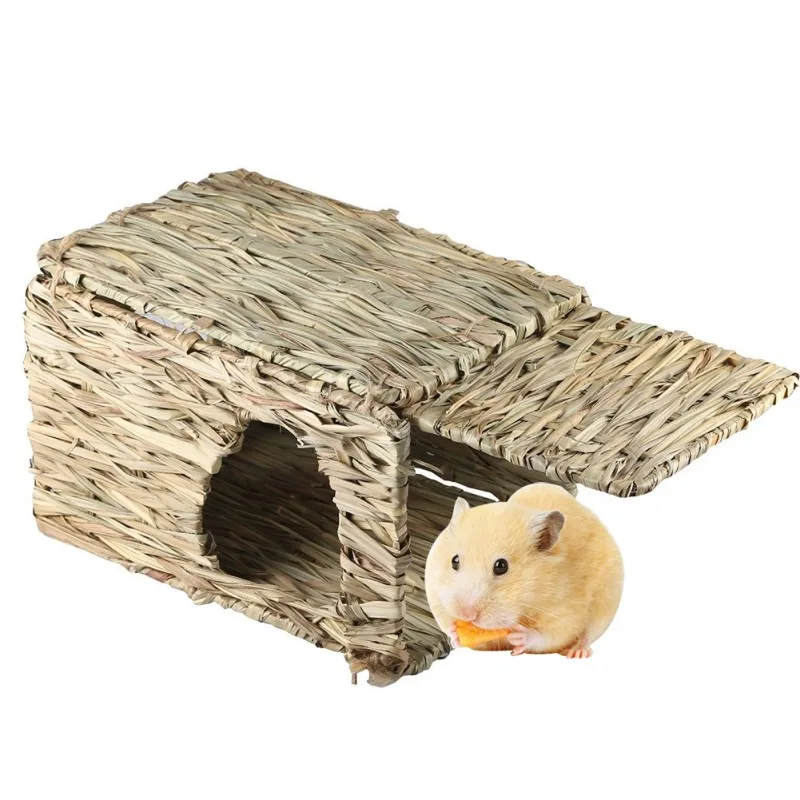  Handcraft Woven Grass Hamster Nest Small Pet Rabbit Hamster Cage House Chew Toys Foldable Pig Rat H