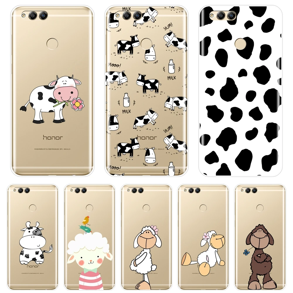 

Soft Phone Case Silicone For Huawei Honor 7 8 9 10 Lite Cow Sheep Back Cover For Huawei Honor 7 7S 7X 7A 7C Pro 10 9 8 8X MAX