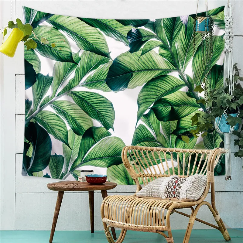 

Tropical Plants Printed Tapestry Home Decor Beach Cover Leaves Wall Hanging Tapestry Carpet Yoga Picnic Mat Beach Towel Blanket