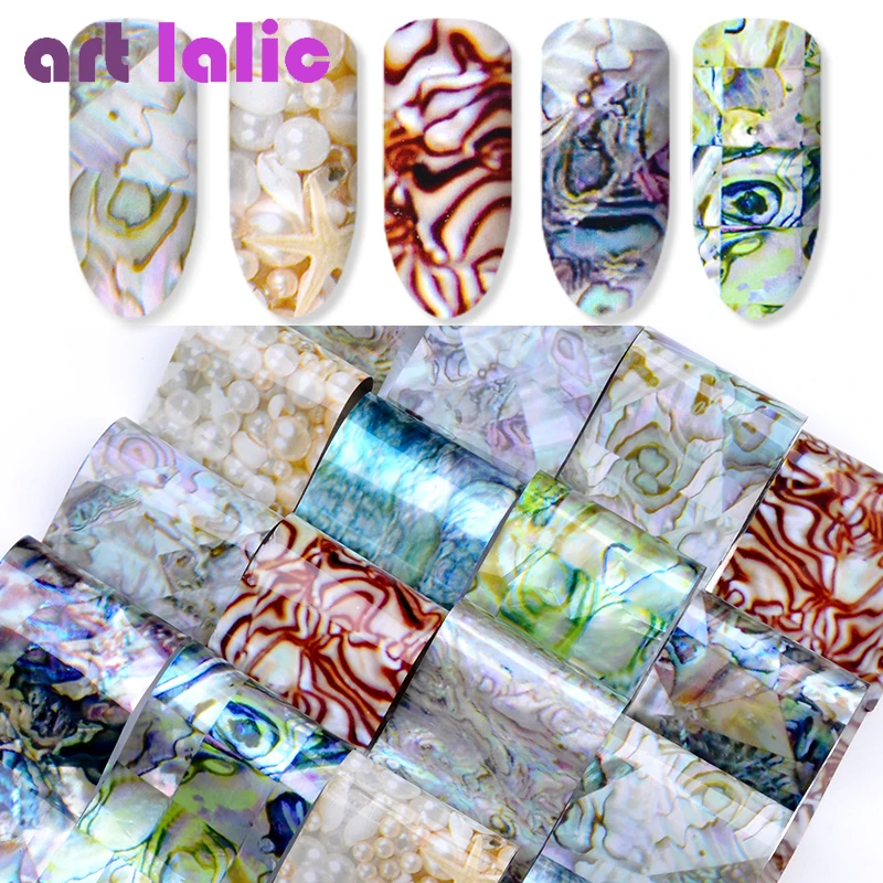 

16 Sheets Gradient Maze Shell Marble Design Nail Sticker 4*20cm Transfer Foil & Decals DIY Starry Nail Art