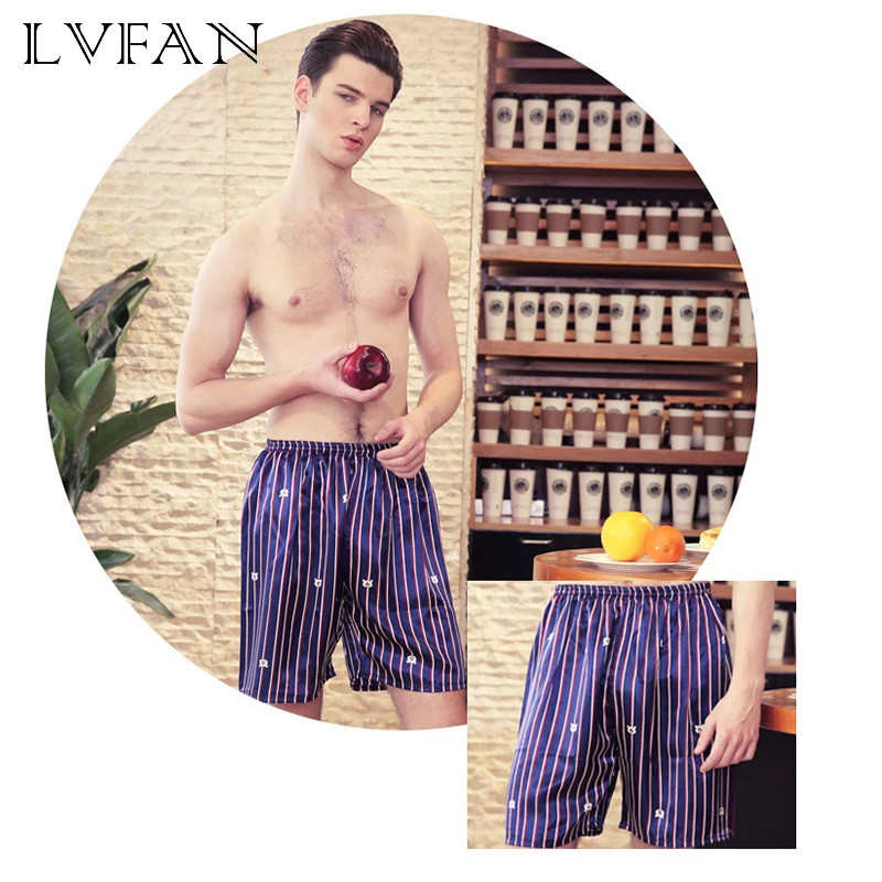 Новые спиннинговые шелковые пижамы модные элегантные темперамент печати мужчин весной и летом цветные домашние шорты LVFAN DK681