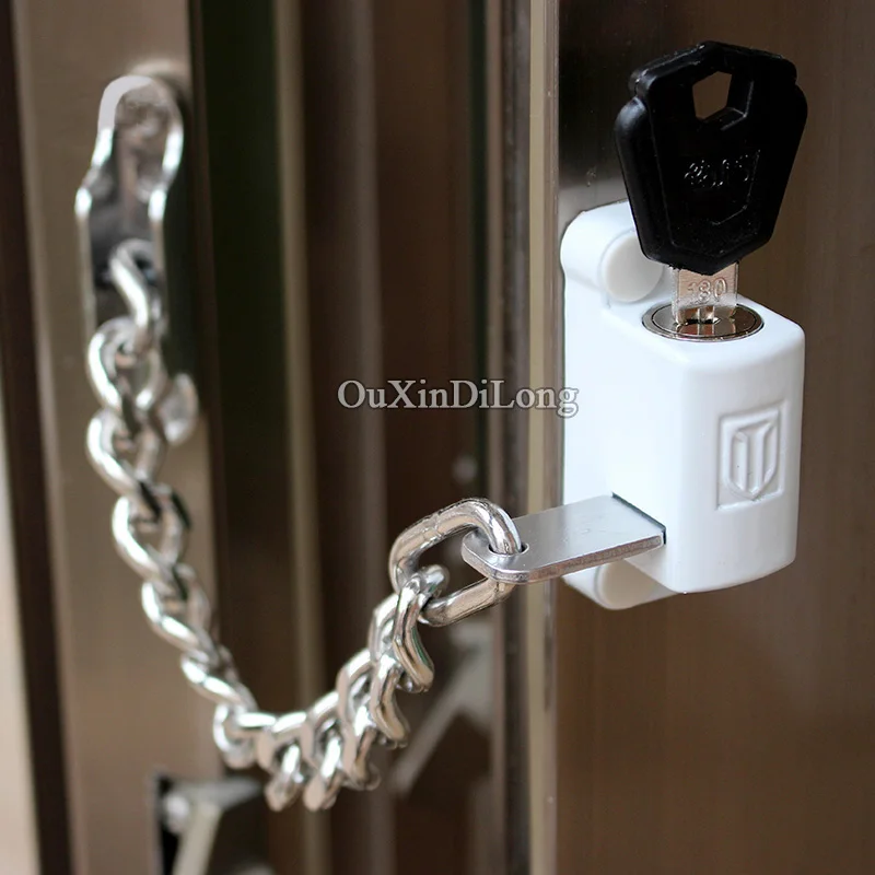 2PCS Aluminum Steel Window Chain Lock Restrictor Children Safety
