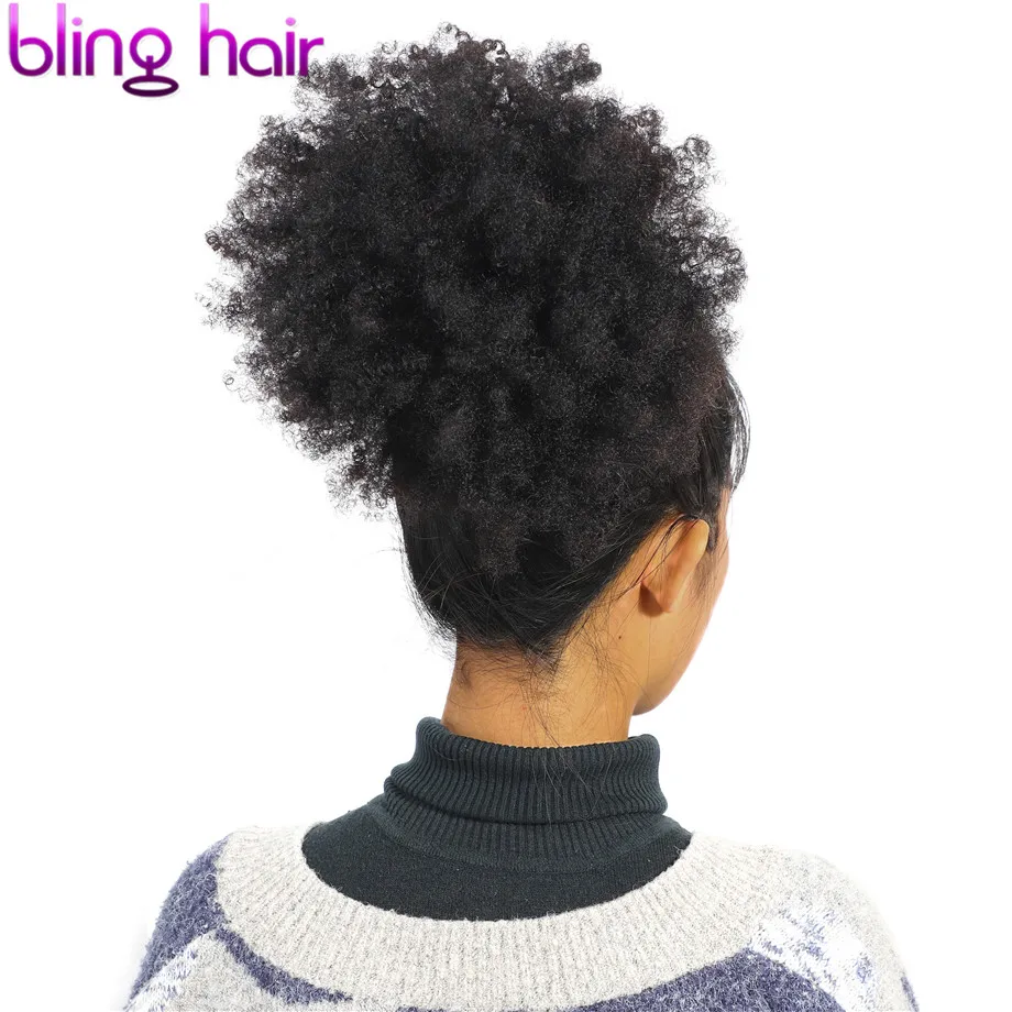 Шикарные афро кудрявые волосы пряди Remy человеческие волосы для наращивания бразильские пряди волос натуральный цвет машинная двойная утка
